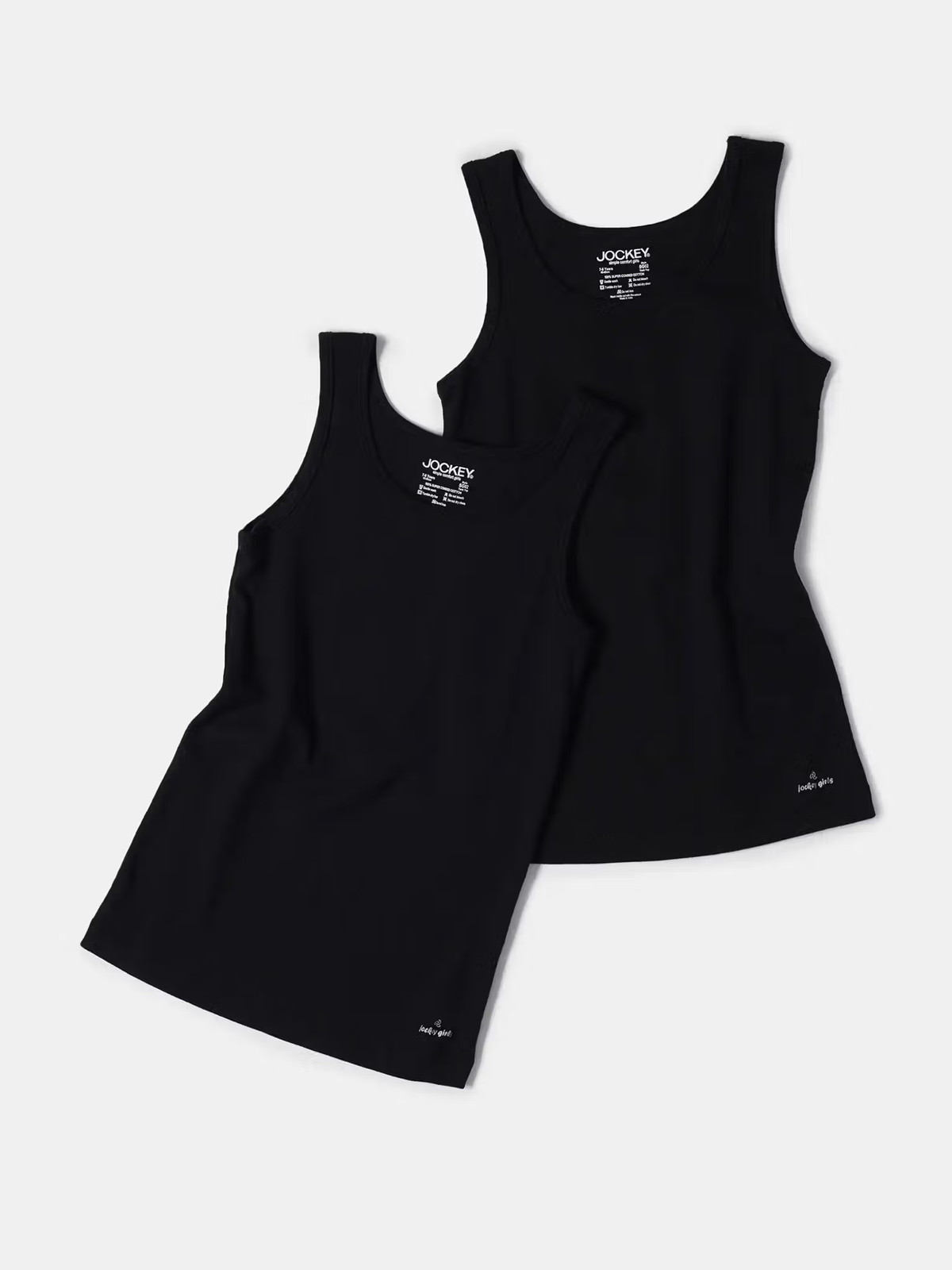 Girls black cotton ribbed tank top