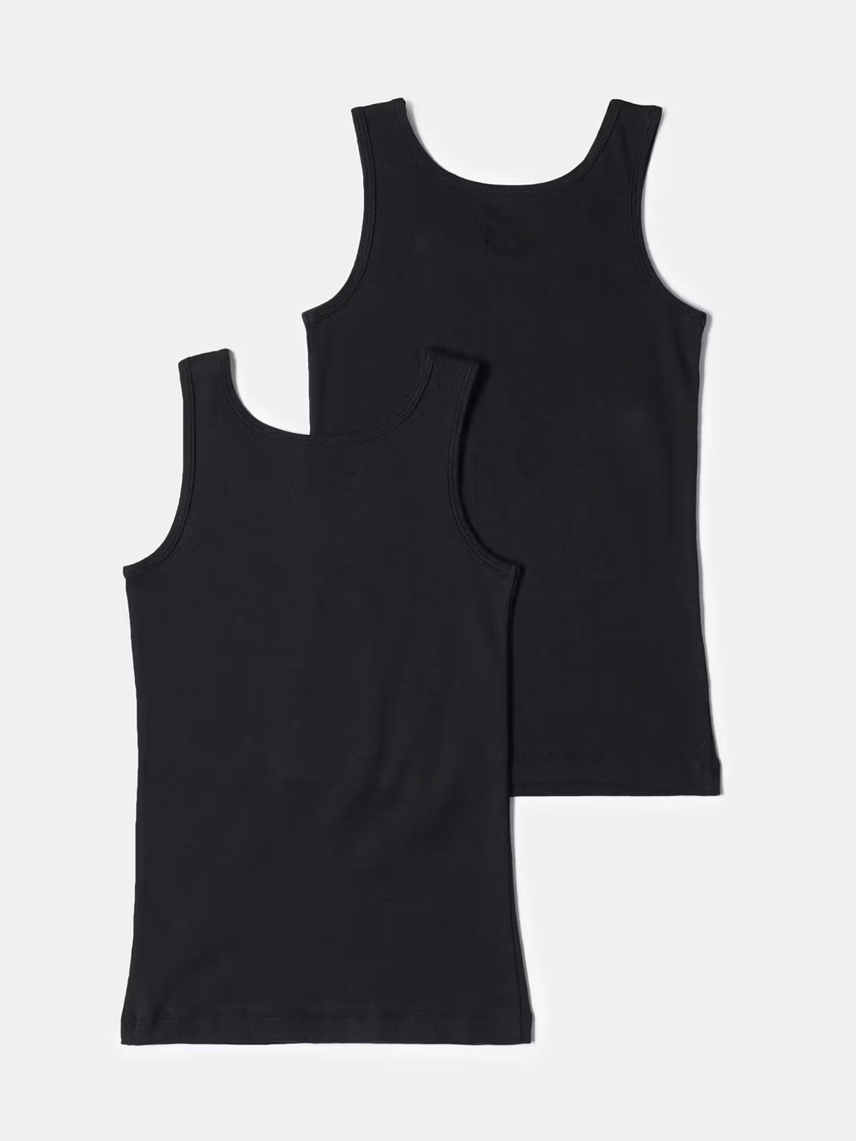 Girls black cotton ribbed tank top