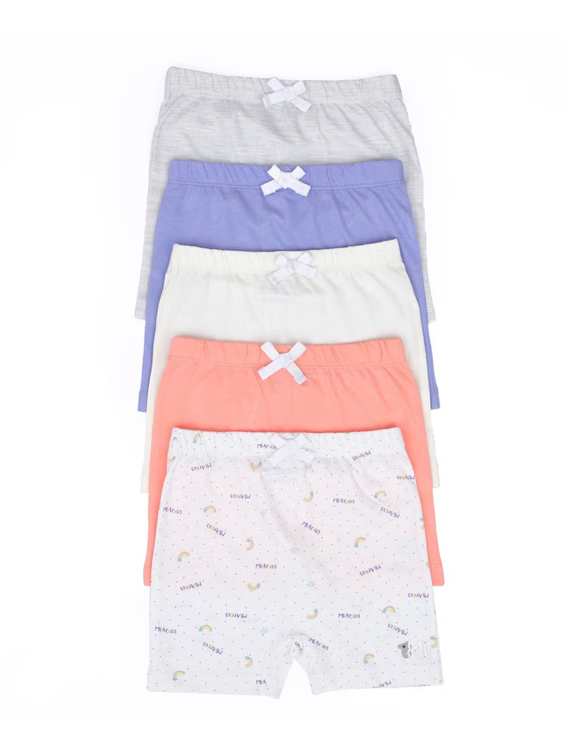 "Unisex Arcus printed cotton shorts – pack of 5 with elastic waist, breathable summer casual wear"