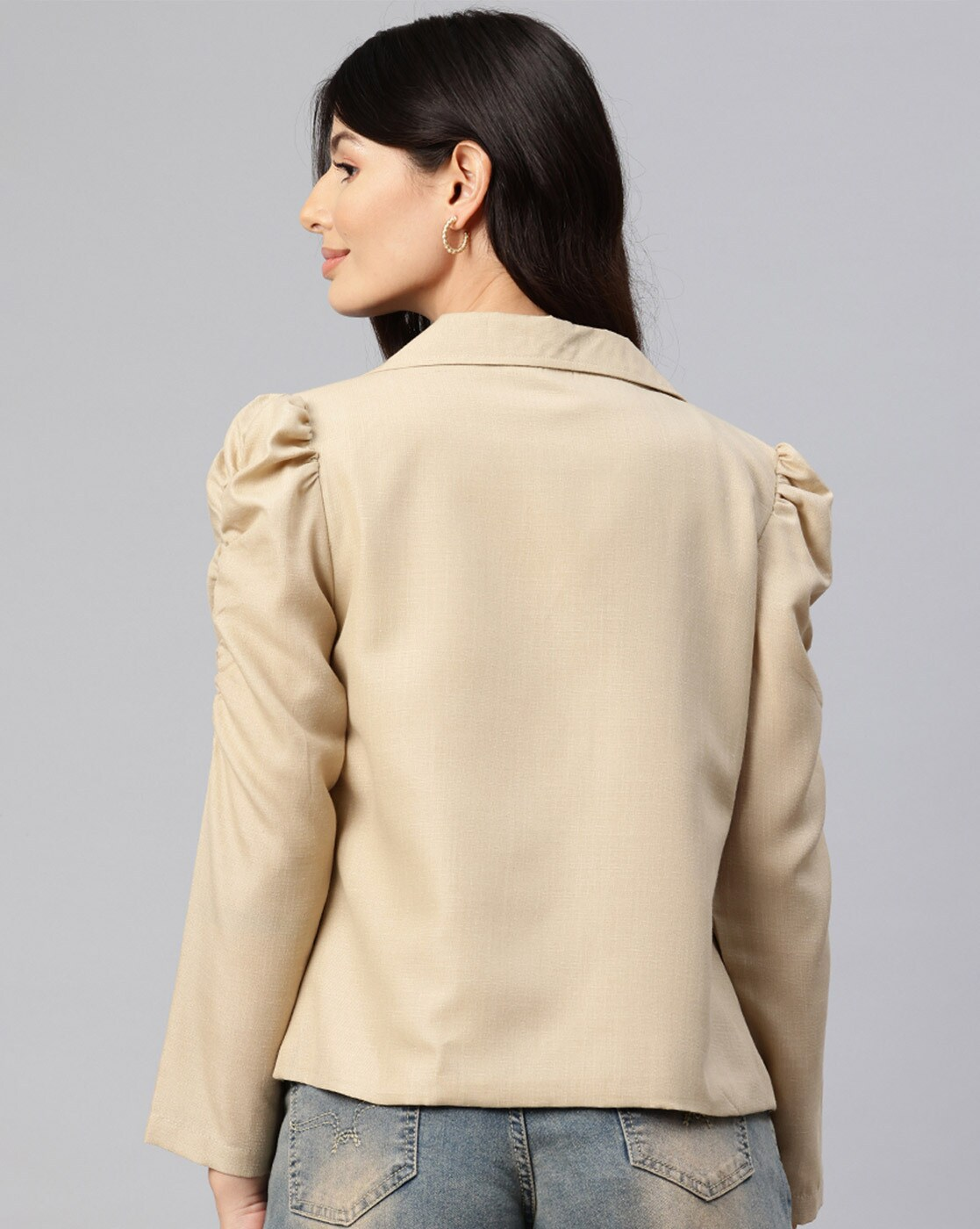 Maroon cotton blend open front jacket for women – regular fit and lightweight