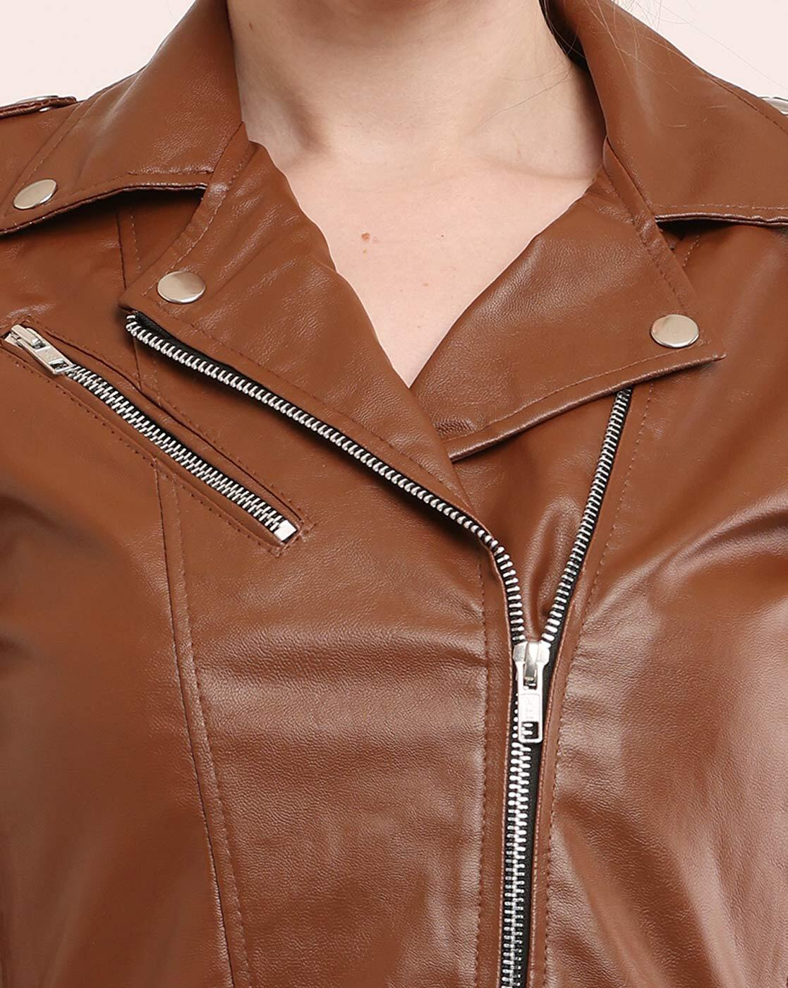 Women’s faux leather jacket – regular fit and casual style