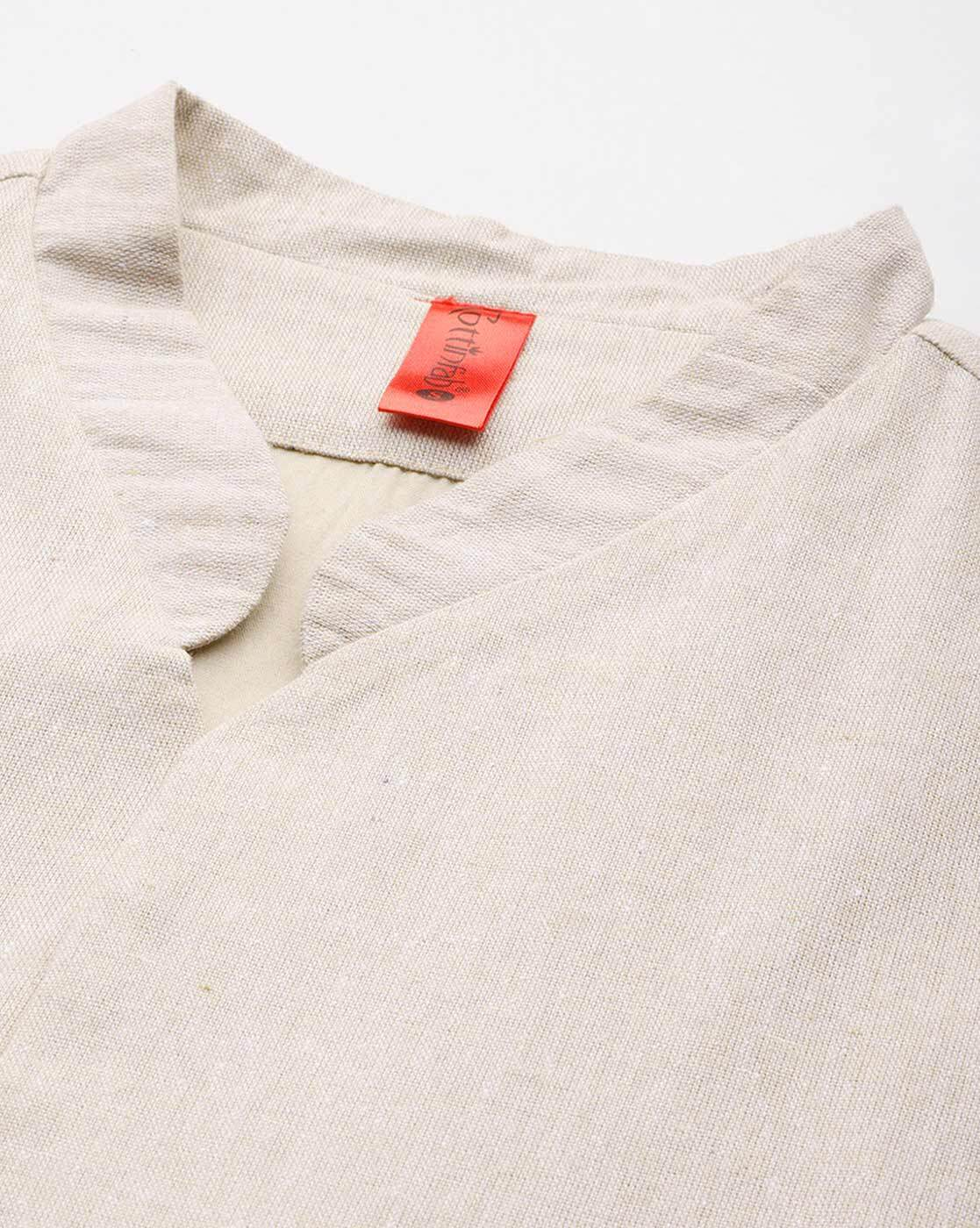 Front view of beige cotton open front jacket for women – lightweight and casual