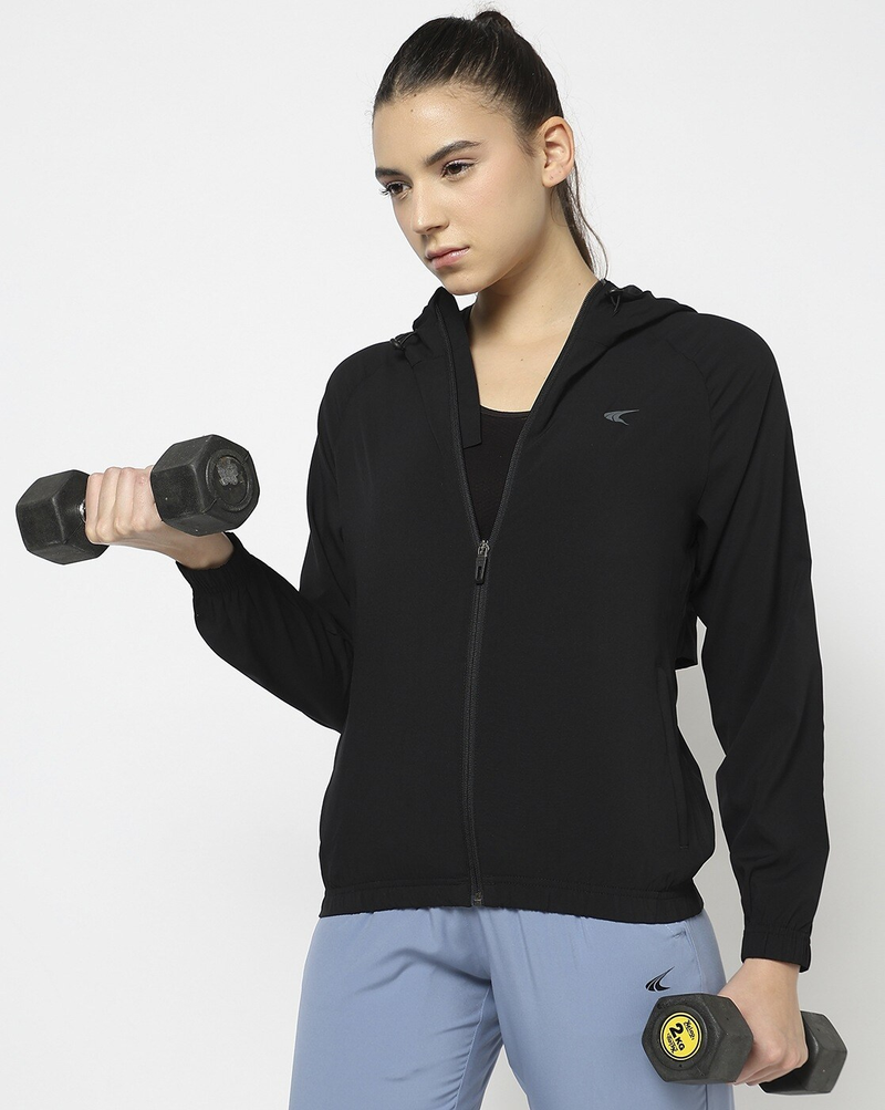 Women’s zip-front hooded fitness jacket – FastDry and breathable