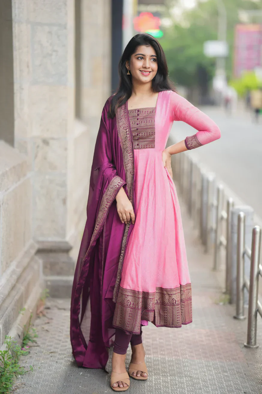 Pure Cotton Anarkali Set with Cotton Dupatta