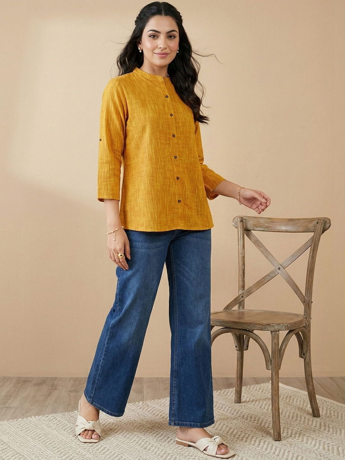 Women’s Mustard Yellow Pure Cotton Kurti AROMIE.STORE