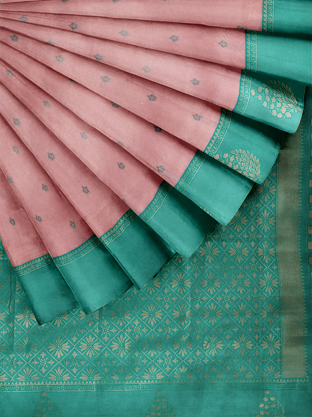 Women Copper with Green Art Silk Saree