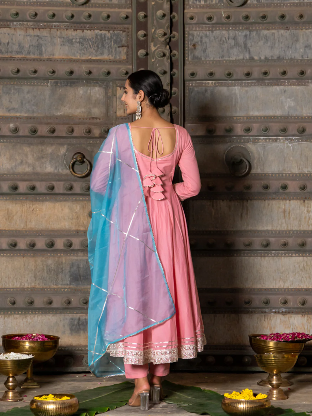 PEACH REGAL GOTA ANARKALI SET