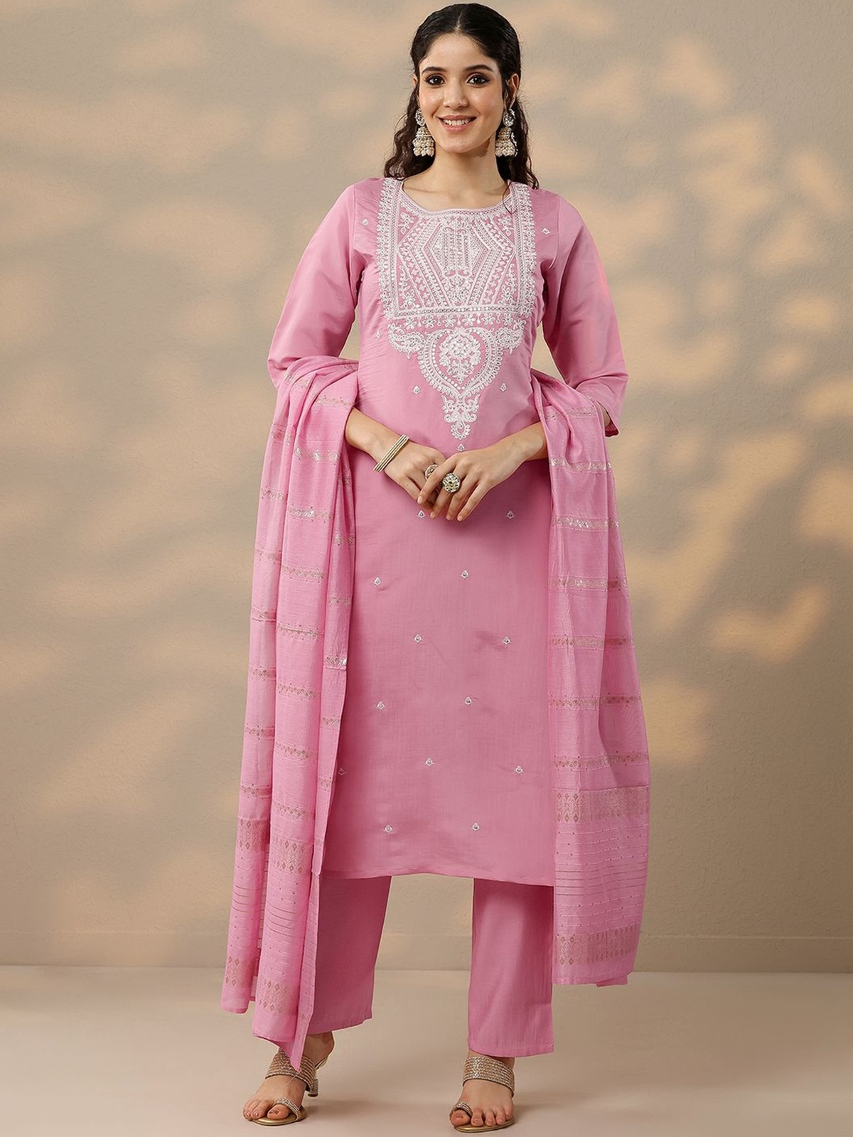 Women Ethnic Motifs Embroidered Kurta with Trousers & Dupatta