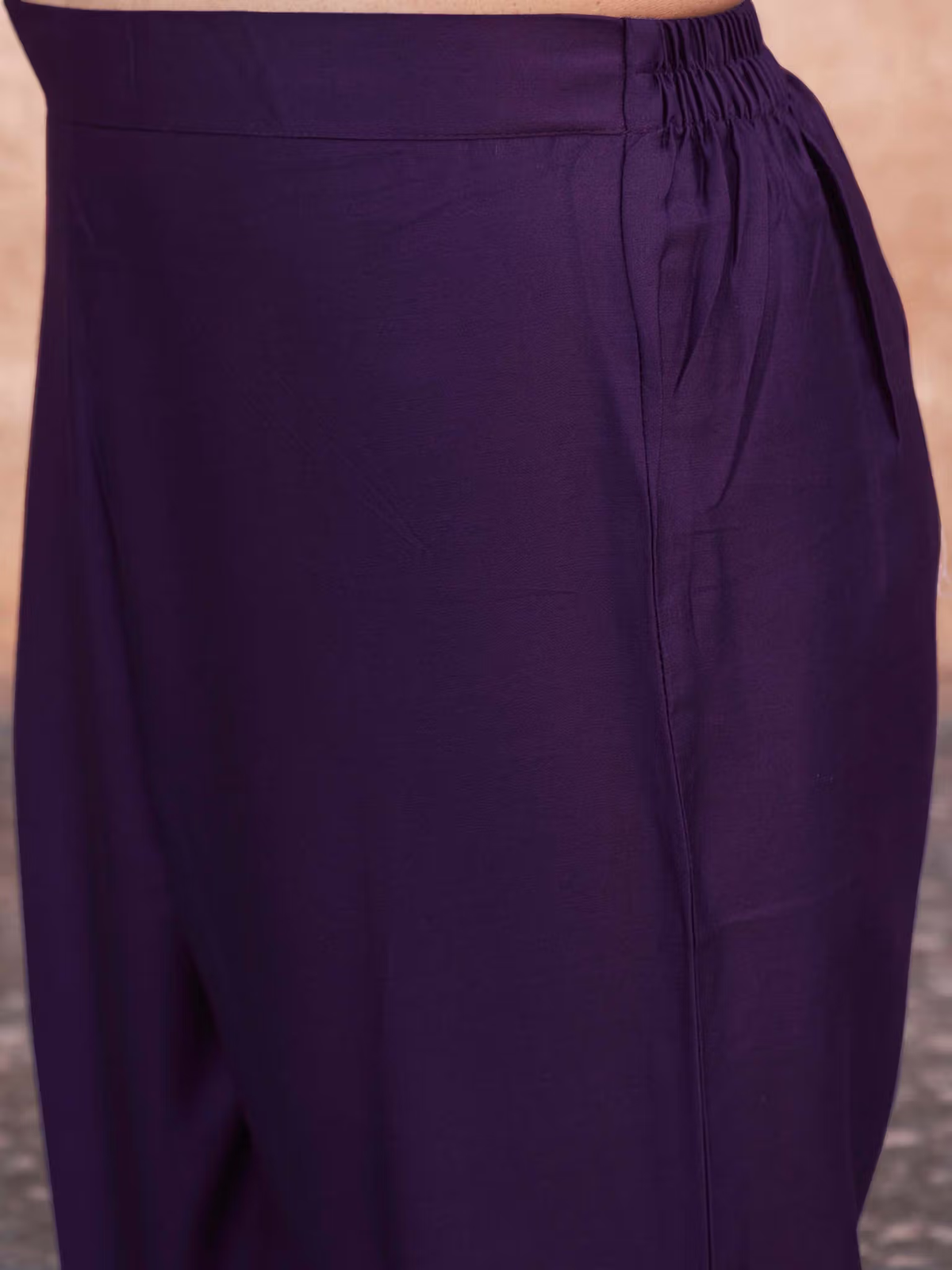 Affordable applique co-ord sets Canada featuring elegant purple kurtha with comfortable fit