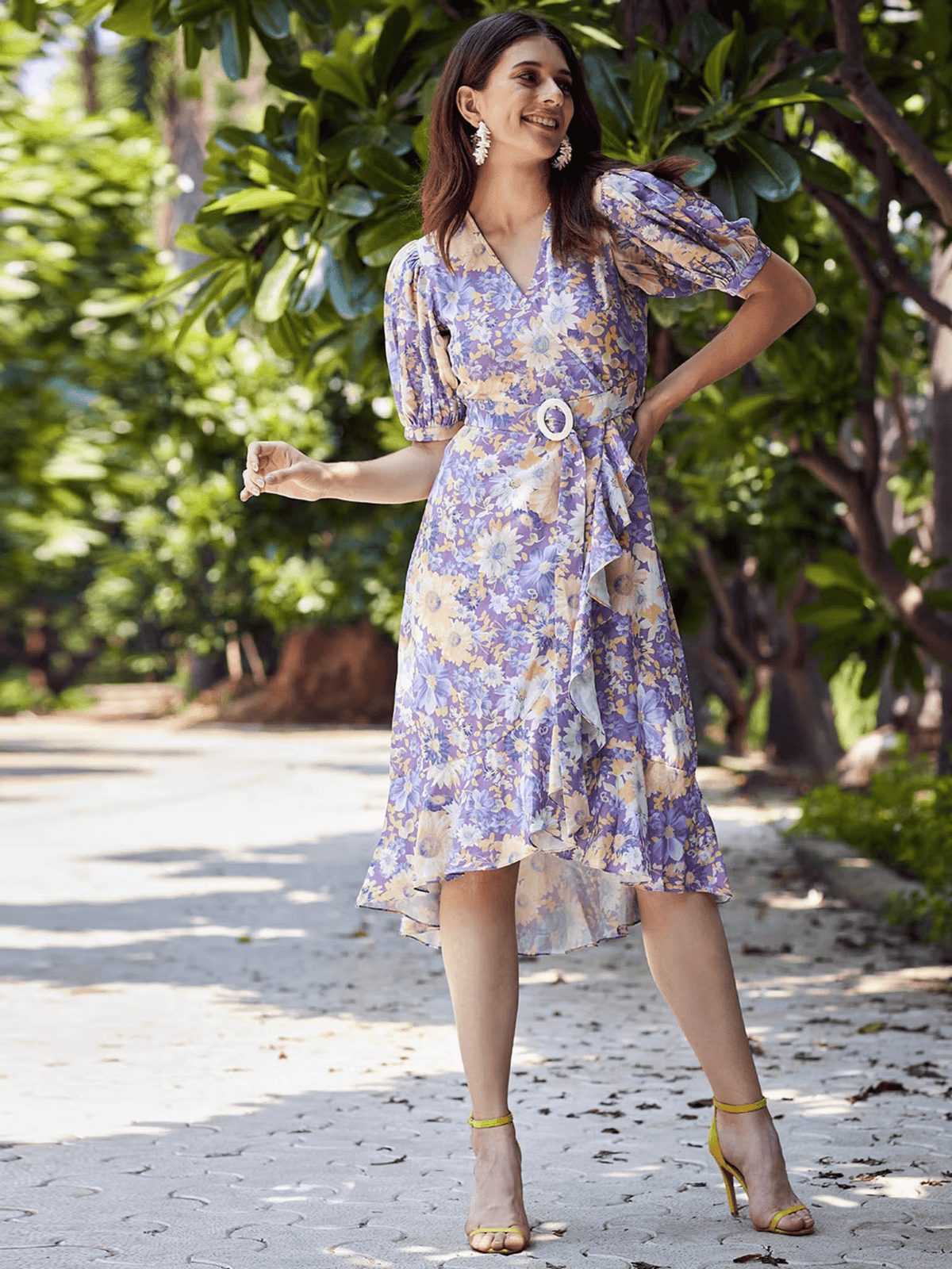 Affordable Women's Dresses Online - Floral V-Neck