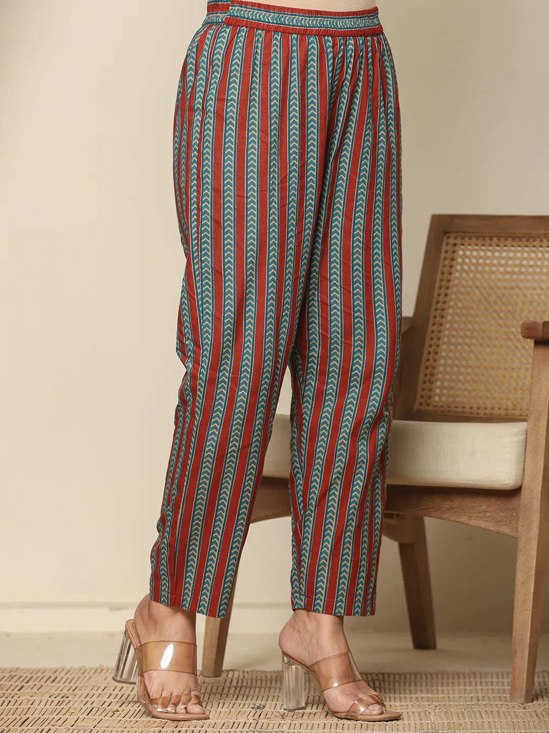 Three-piece Anarkali Kurta Set Canada in vibrant colors, featuring a detailed front view for festive occasions.