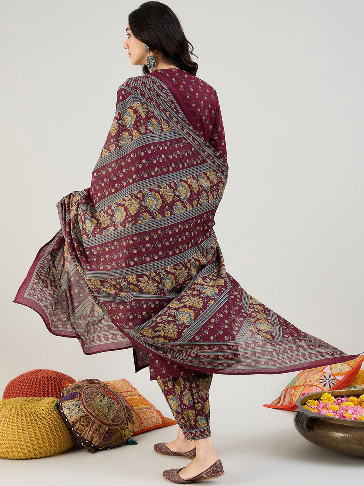 Elegant three piece Anarkali Kurta Set Canada with intricate patterns and flowing dupatta