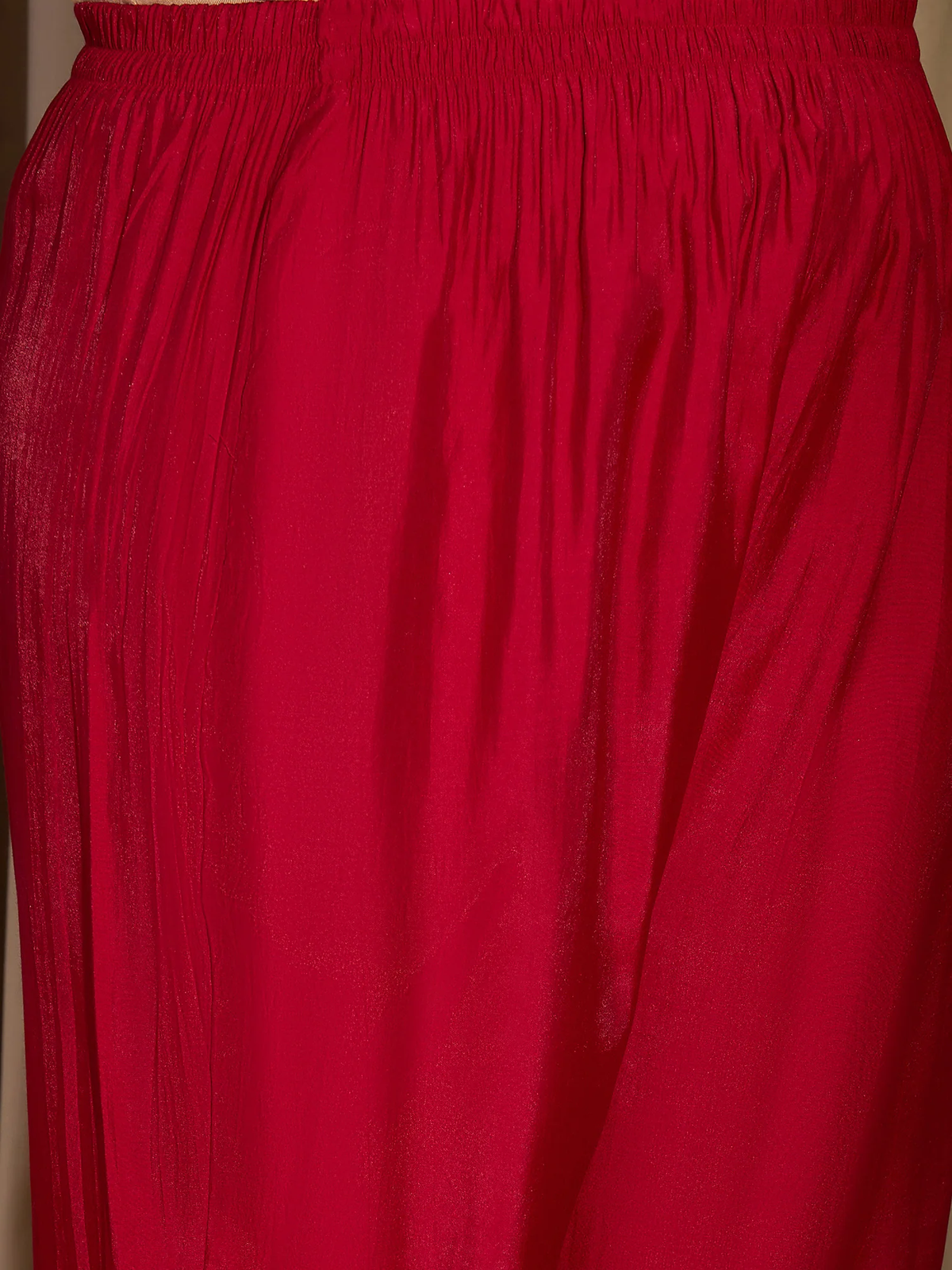 Red Anarkali Kurta Set USA made from soft fabric, front view ideal for festive occasions