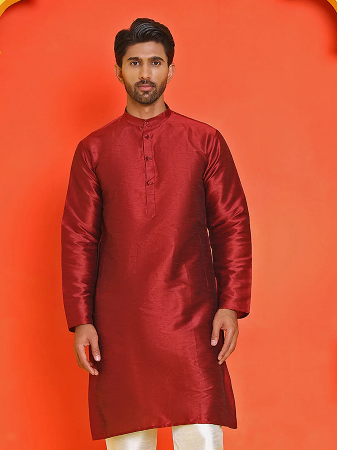 Solid Dupion Silk Kurtas for Men