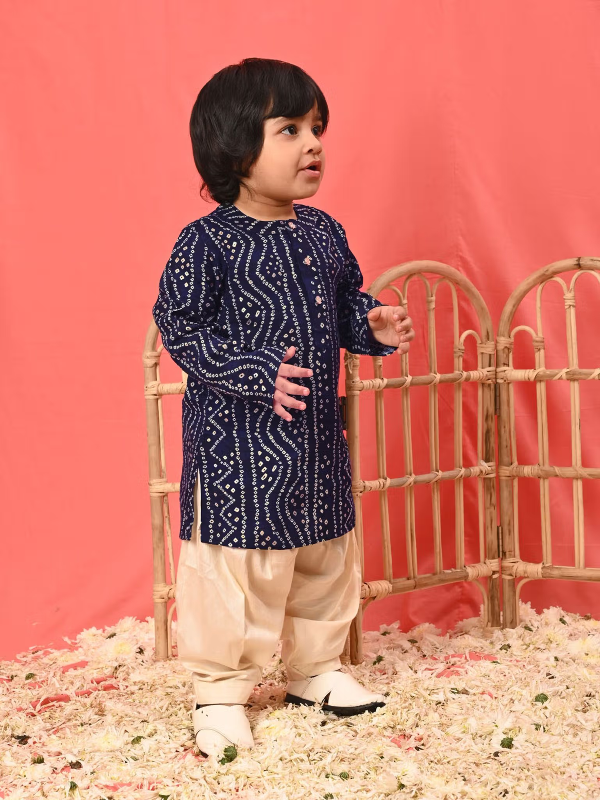 Infant Boys Navy Blue Rayon Kurta Patiala (Set of 2)