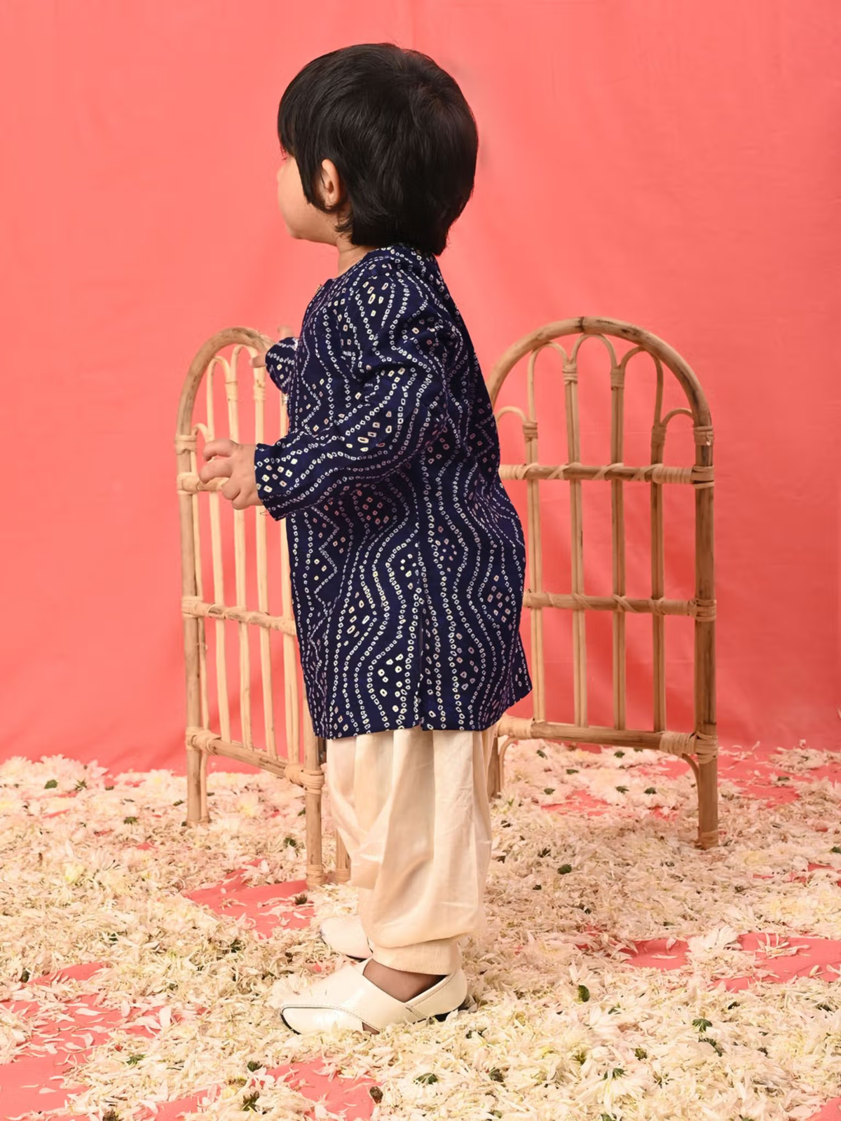 Infant Boys Navy Blue Rayon Kurta Patiala (Set of 2)