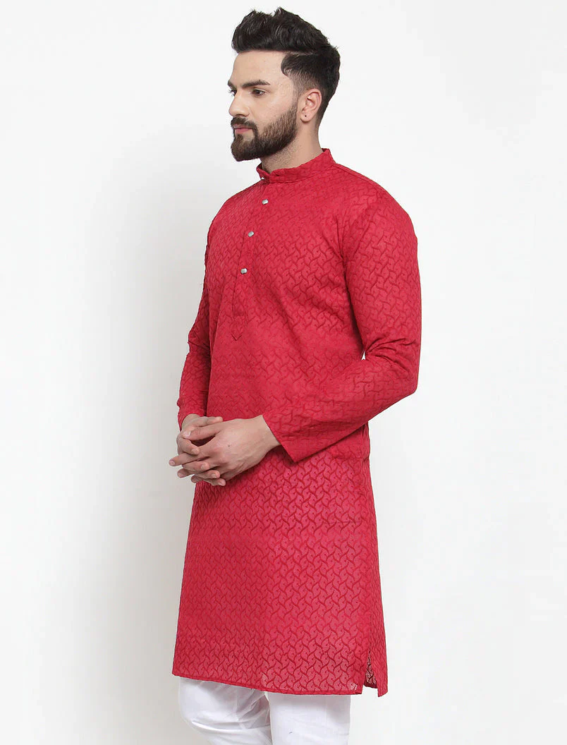 Jompers Men Maroon Chikan Kurta Only