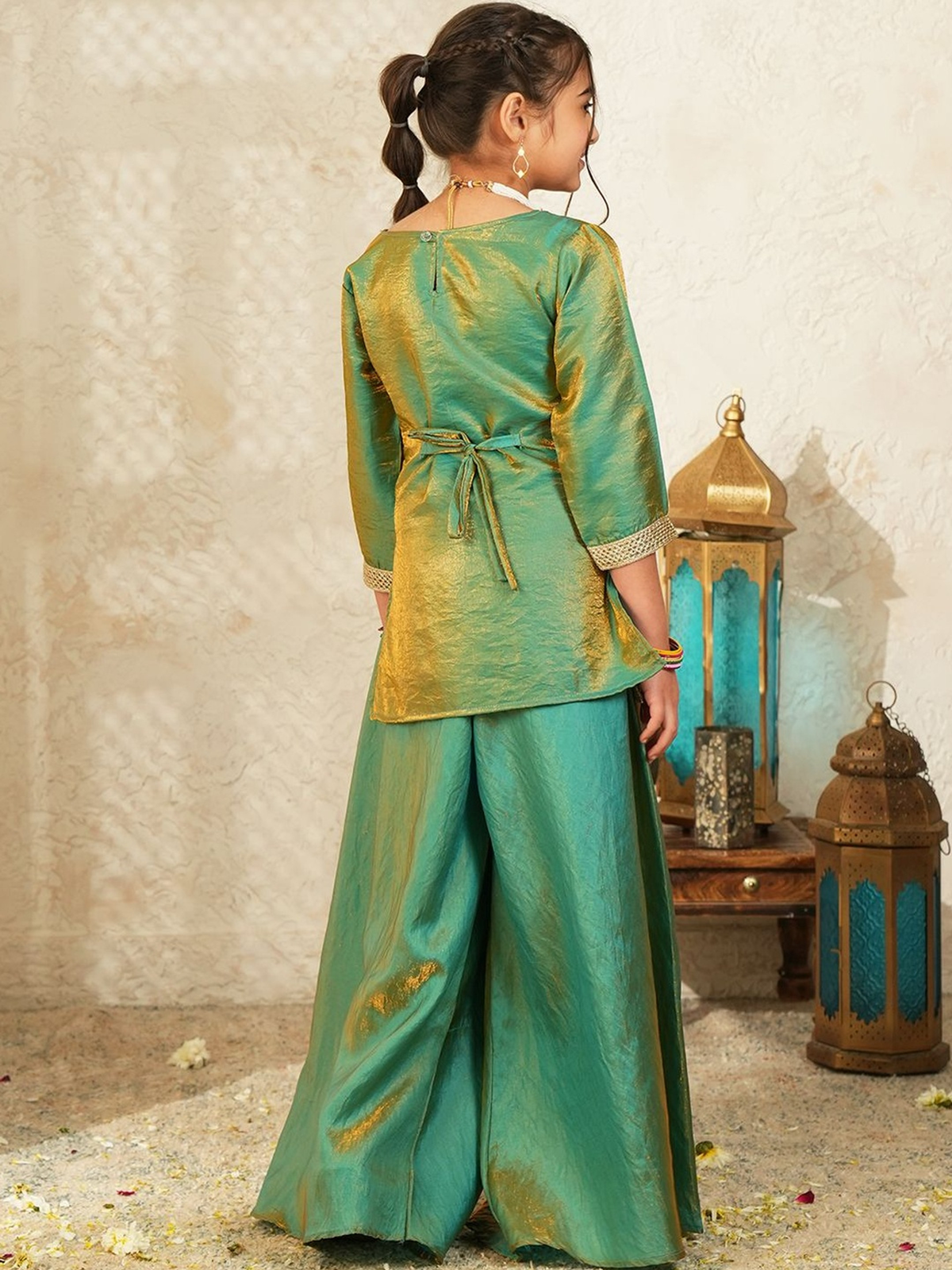 Girls Regular Gotta Patti Kurta with Palazzos & With Dupatta
