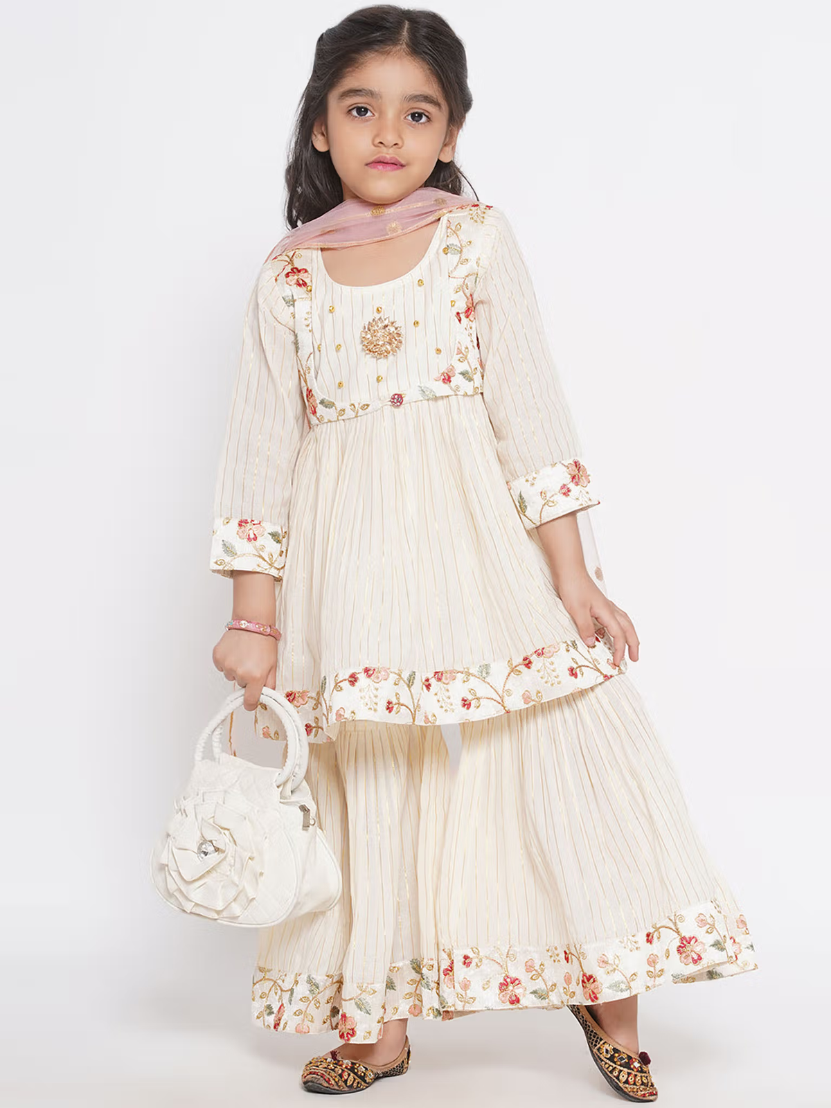 Floral Embroidered Anarkali Kurta Set for Kids