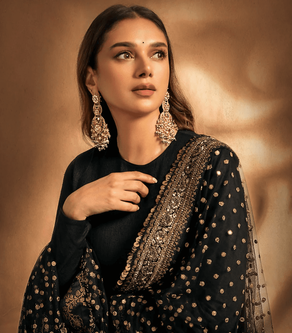 Black Embroidered Anarkali Suit Set with Zari and Sequin Work