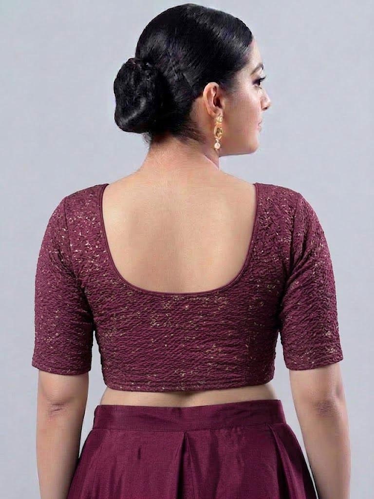 Purple   Stretchable Saree Blouse