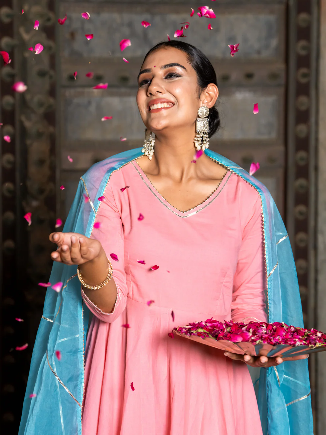 PEACH REGAL GOTA ANARKALI SET