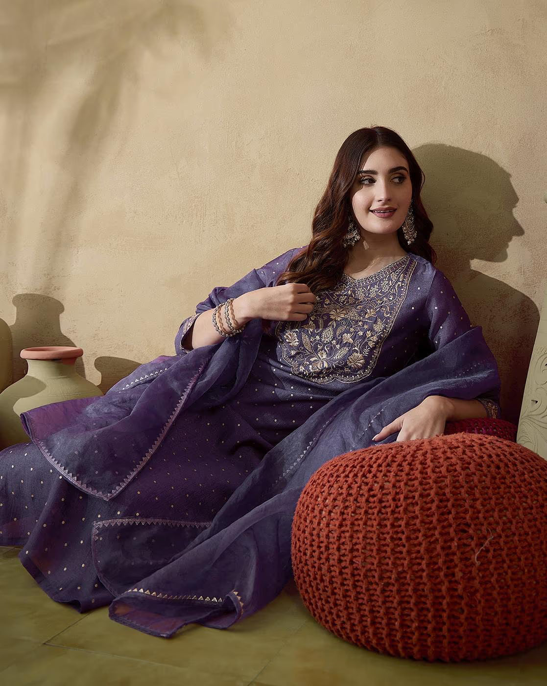 Elegant black floral printed kurta set from Aromie with intricate embroidery and stylish design