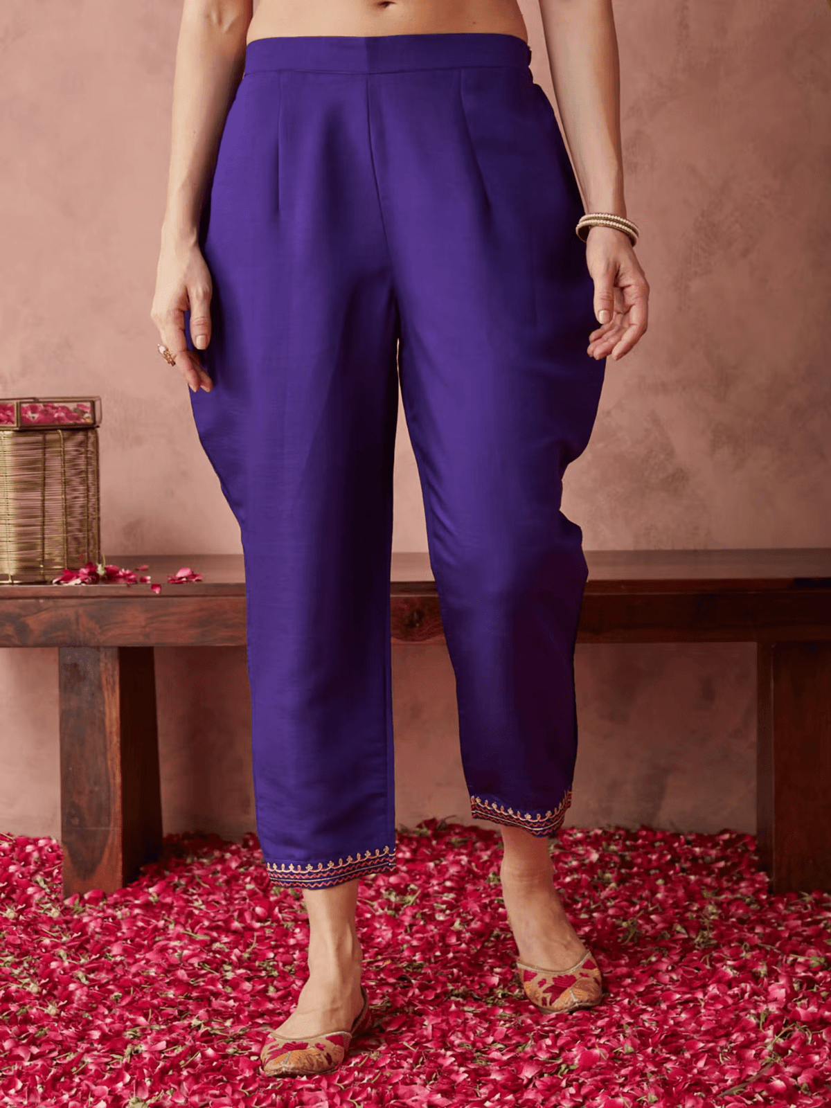Blue Silk Embroidered Anarkali Set with Pant and Dupatta – Party Wear Ethnic Outfit for Women - aromie