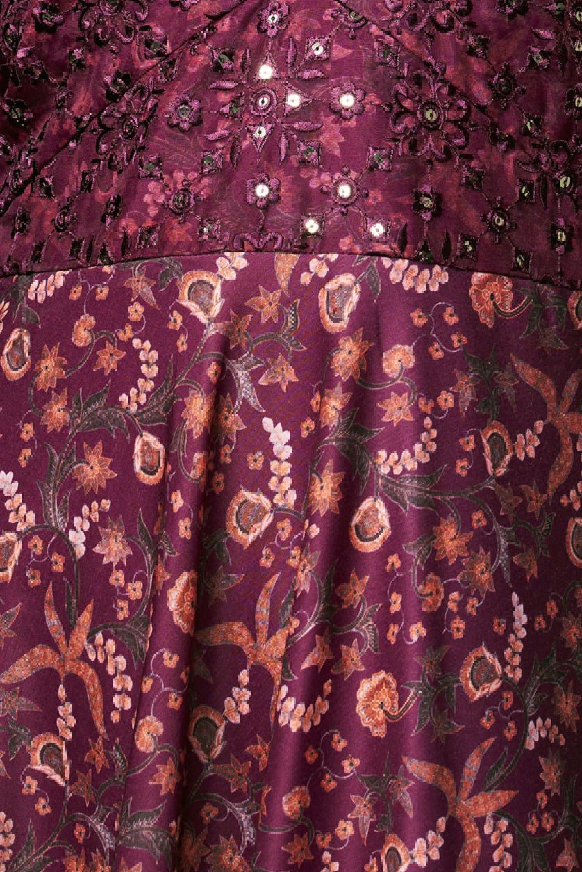 Burgundy and Orange Kurta Set - Elegant 3 Piece