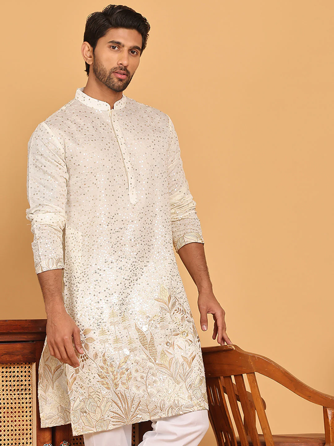 Premium Embroidered and Sequins Silk Blend Kurtas.