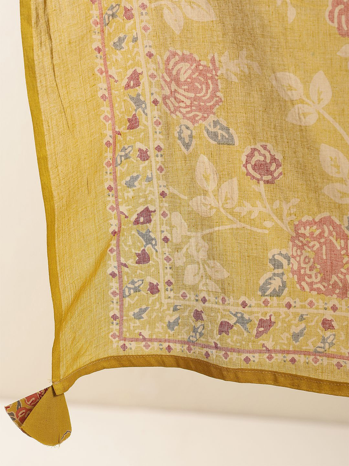 Floral Printed Keyhole Neck Anarkali Pure Cotton Kurta With Trousers & Dupatta