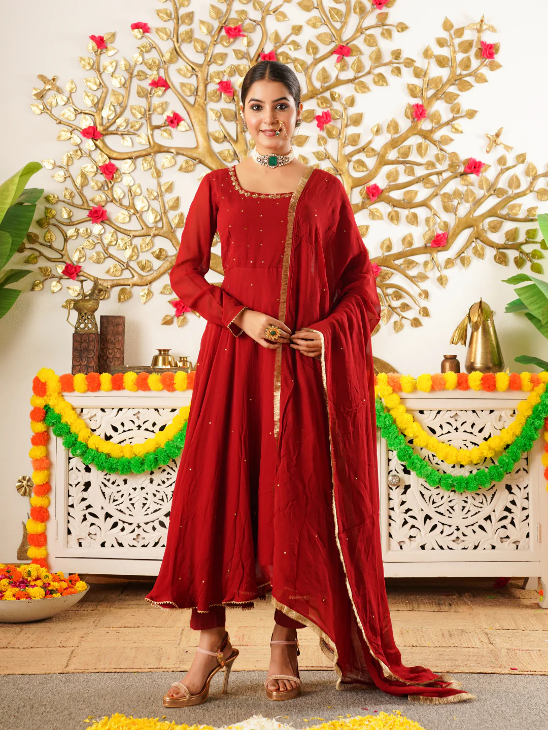 Zyra Maroon Anarkali Set – Georgette Festive Suit