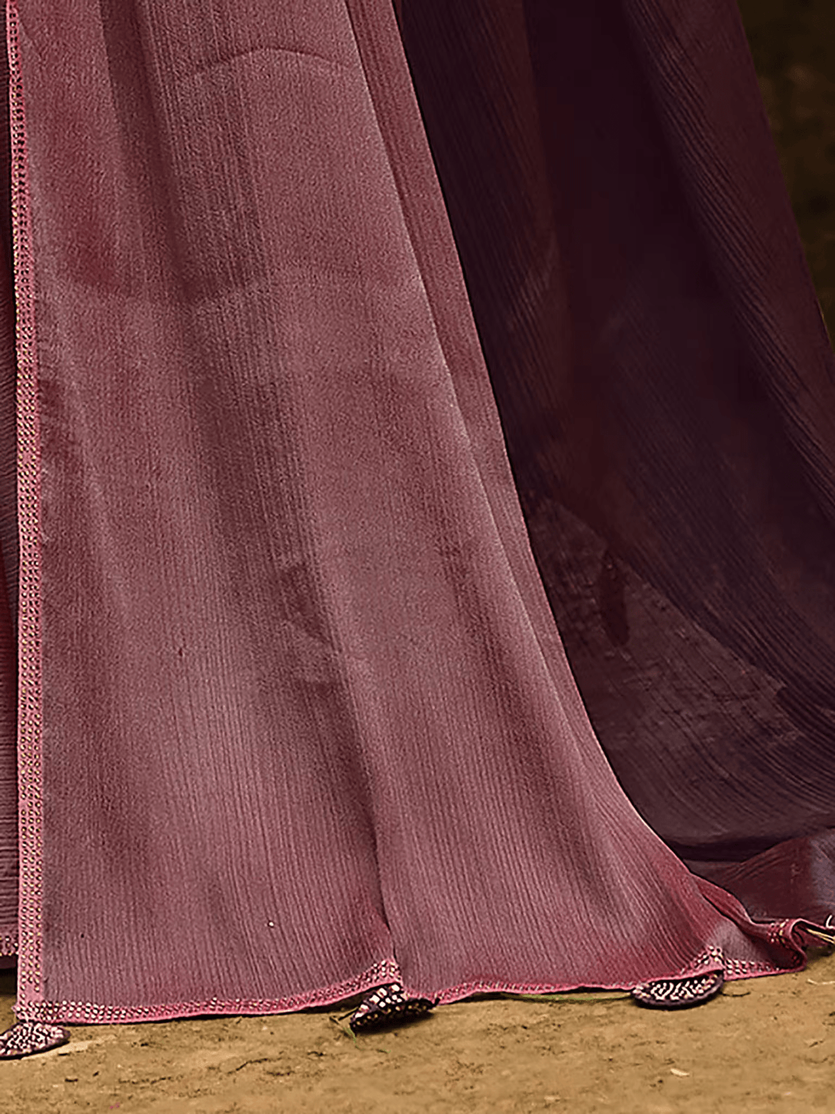 Chiffon Embellished Saree with Sequins – Includes Unstitched Blouse | Party Ready Look - aromie