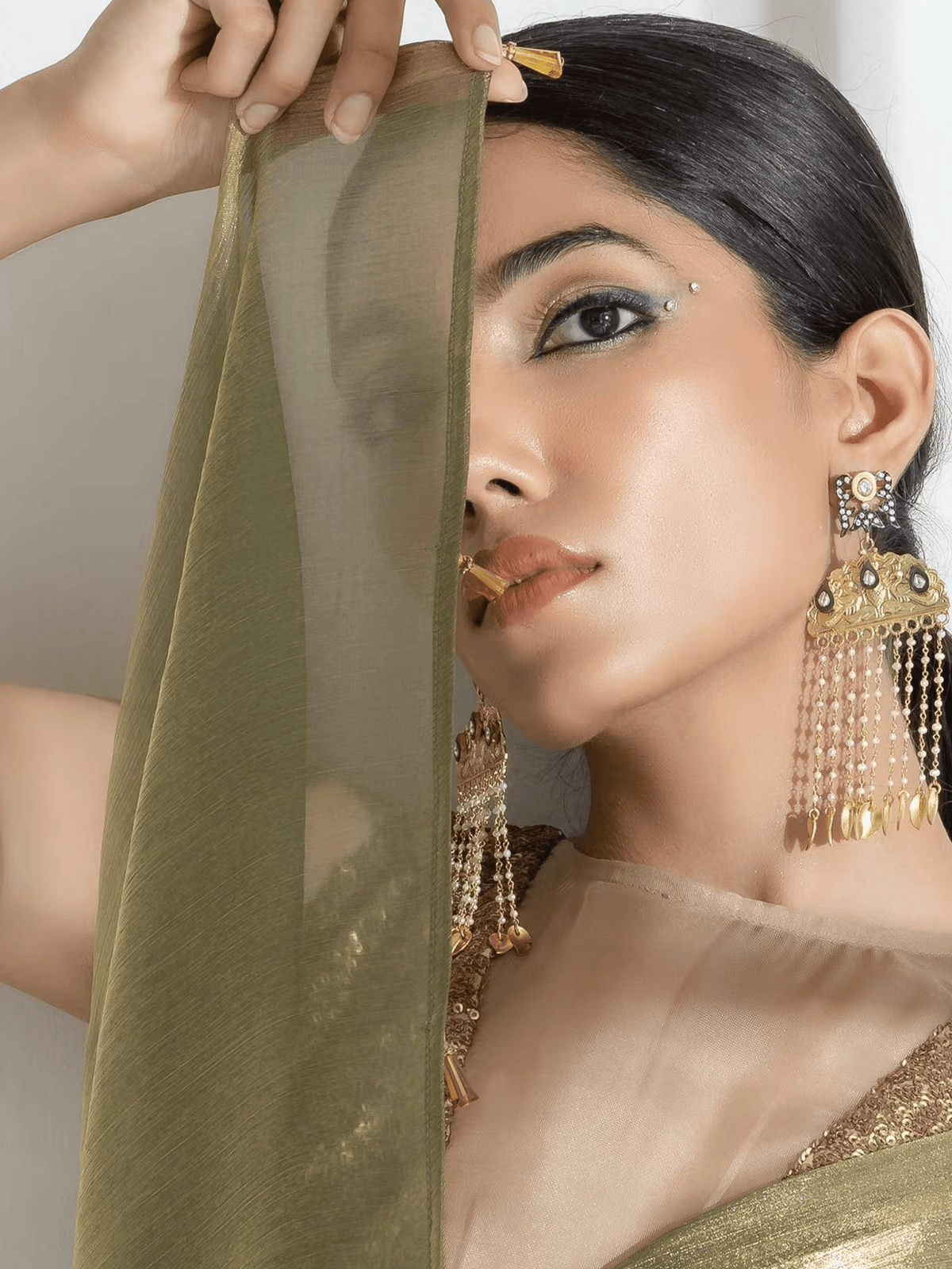 Chiffon Saree with Bead and Stone Work – Lightweight Party Wear with Unstitched Blouse - aromie