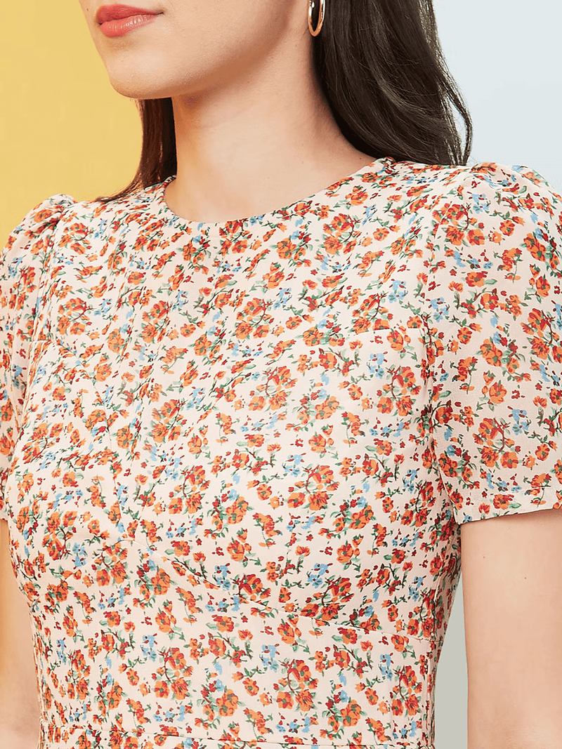 Chiffon Swiss Dot Dress Canada - Floral Design