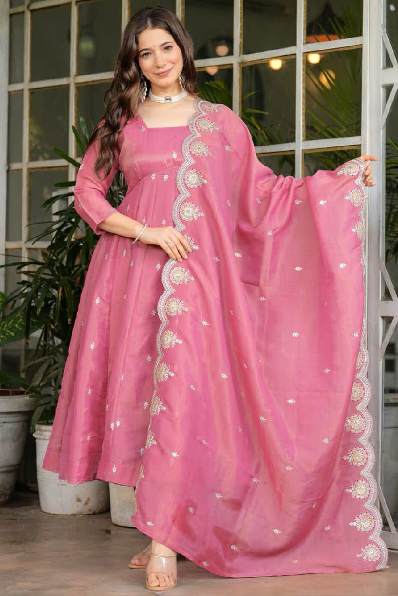 Cosmos Silk Kurti Set - Elegant Three Piece Outfit