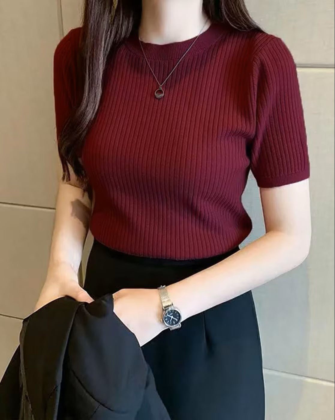 Cotton Ribbed Top for Women – Stylish & Comfortable