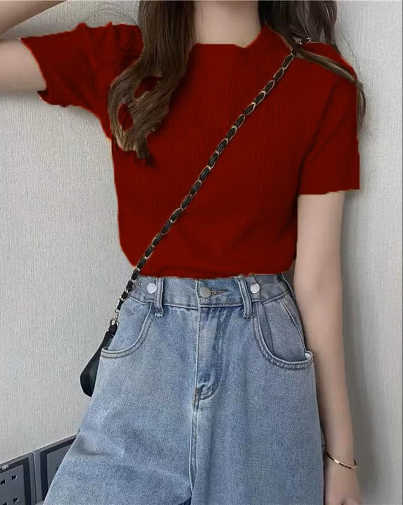 Cotton Ribbed Top for Women – Stylish & Comfortable
