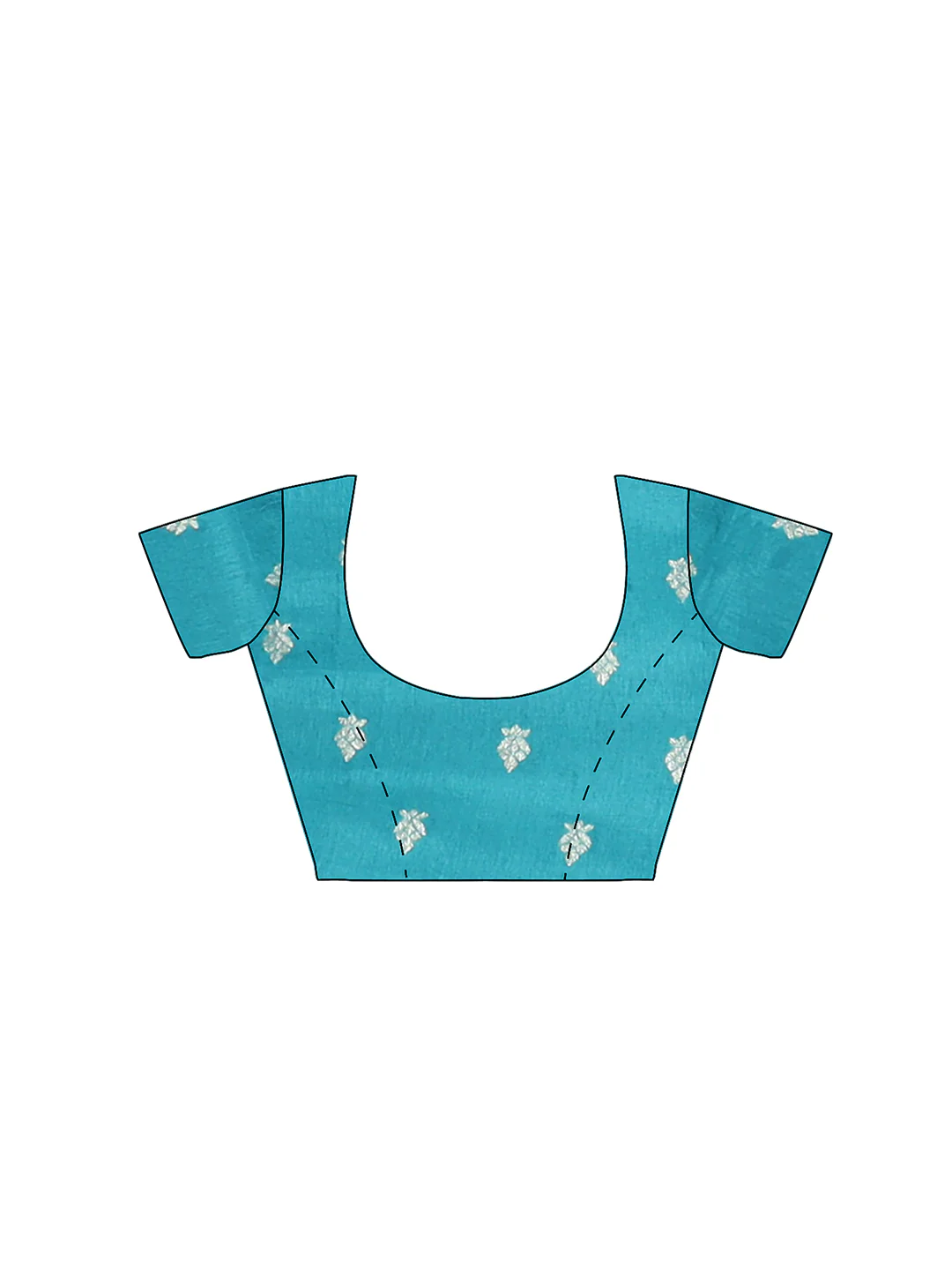 Front view of a light blue cotton silk saree blouse with floral design, ideal for festive occasions in Canada