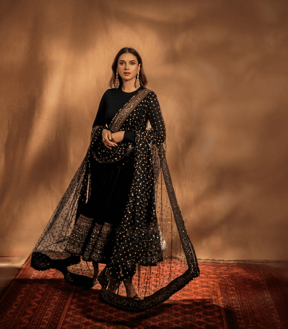 Black Embroidered Anarkali Suit Set with Zari and Sequin Work