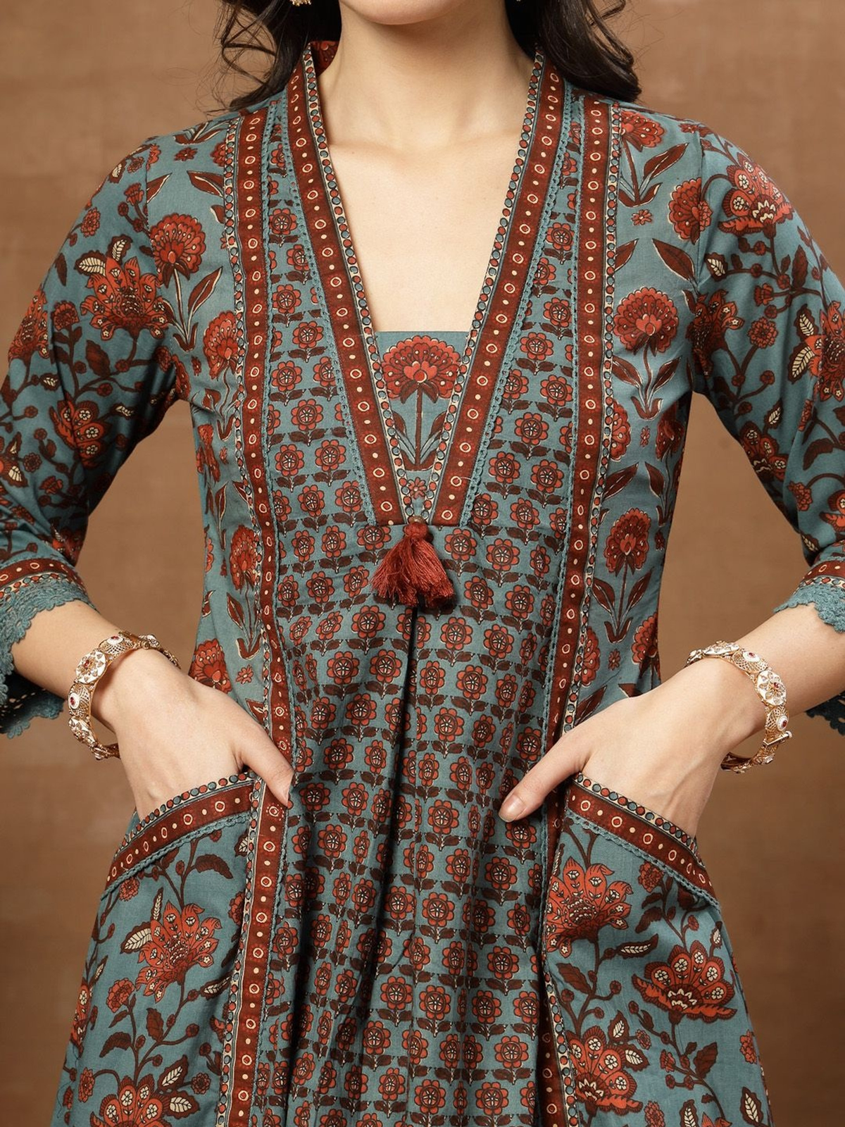 elegant bandhani kurta set - Pink Embroidered 3-Piece