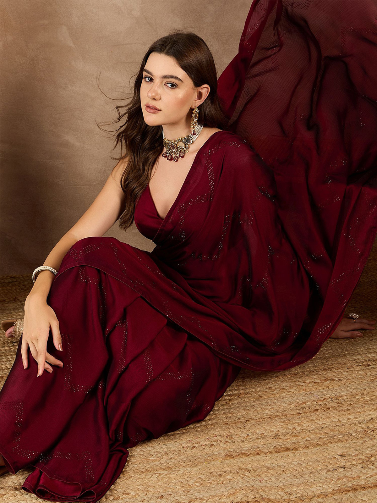 Satin Designer Saree aromie