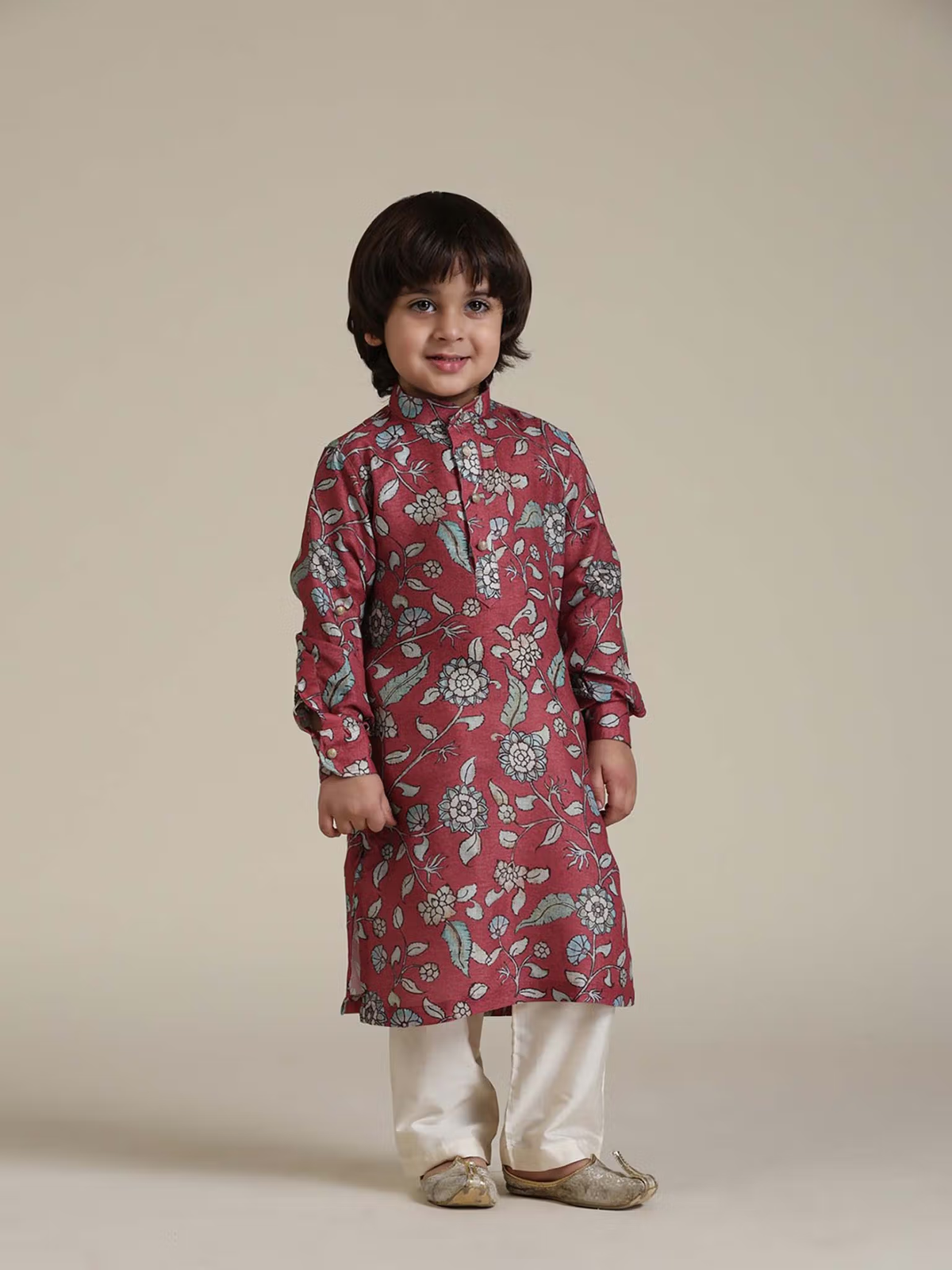 Rust Floral Printed Kurta & Pyjama (Set of 2)