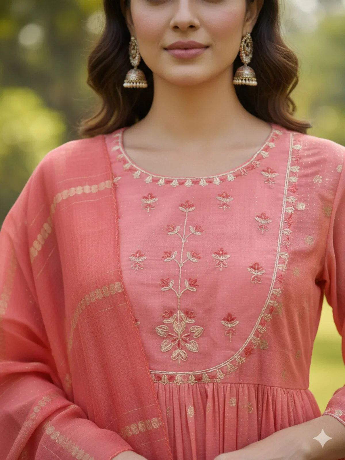 Embroidered Anarkali Calf Length Kurta and Pant With Dupatta