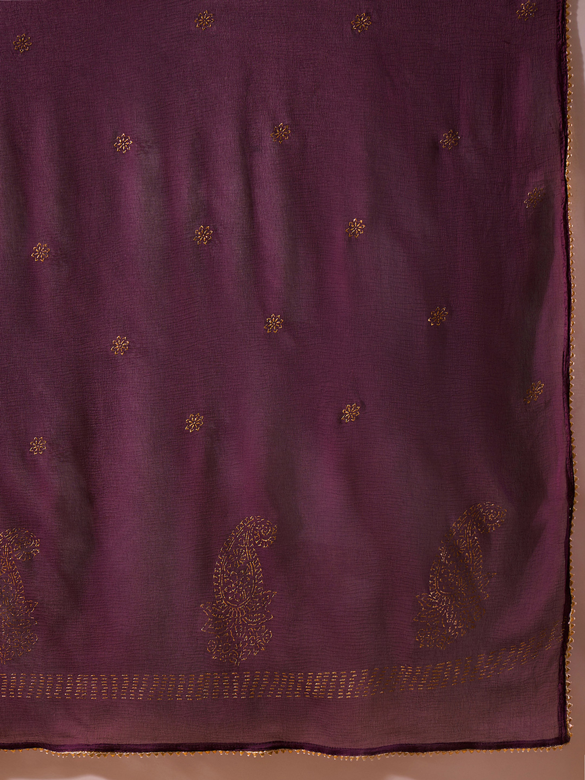 Embroidered Zari Empire Jacquard Kurta With Trouser And Dupatta