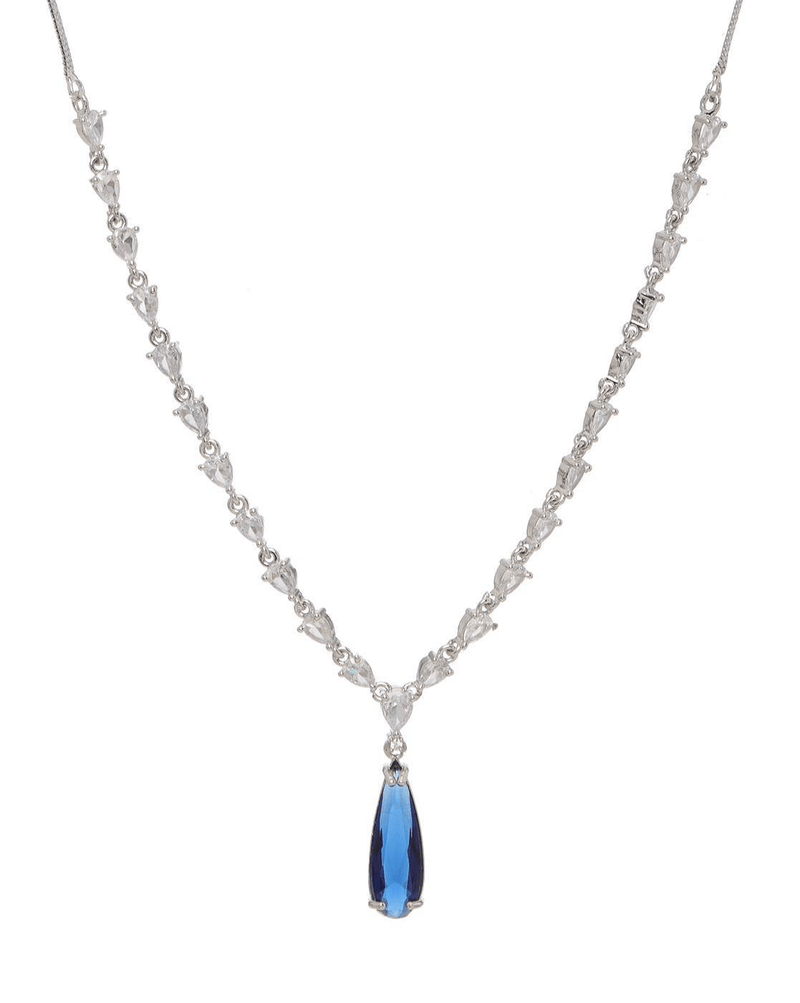 Elegant Rhodium - Plated AD Necklace & Earrings Set for Women – Lightweight Party Jewellery - aromie