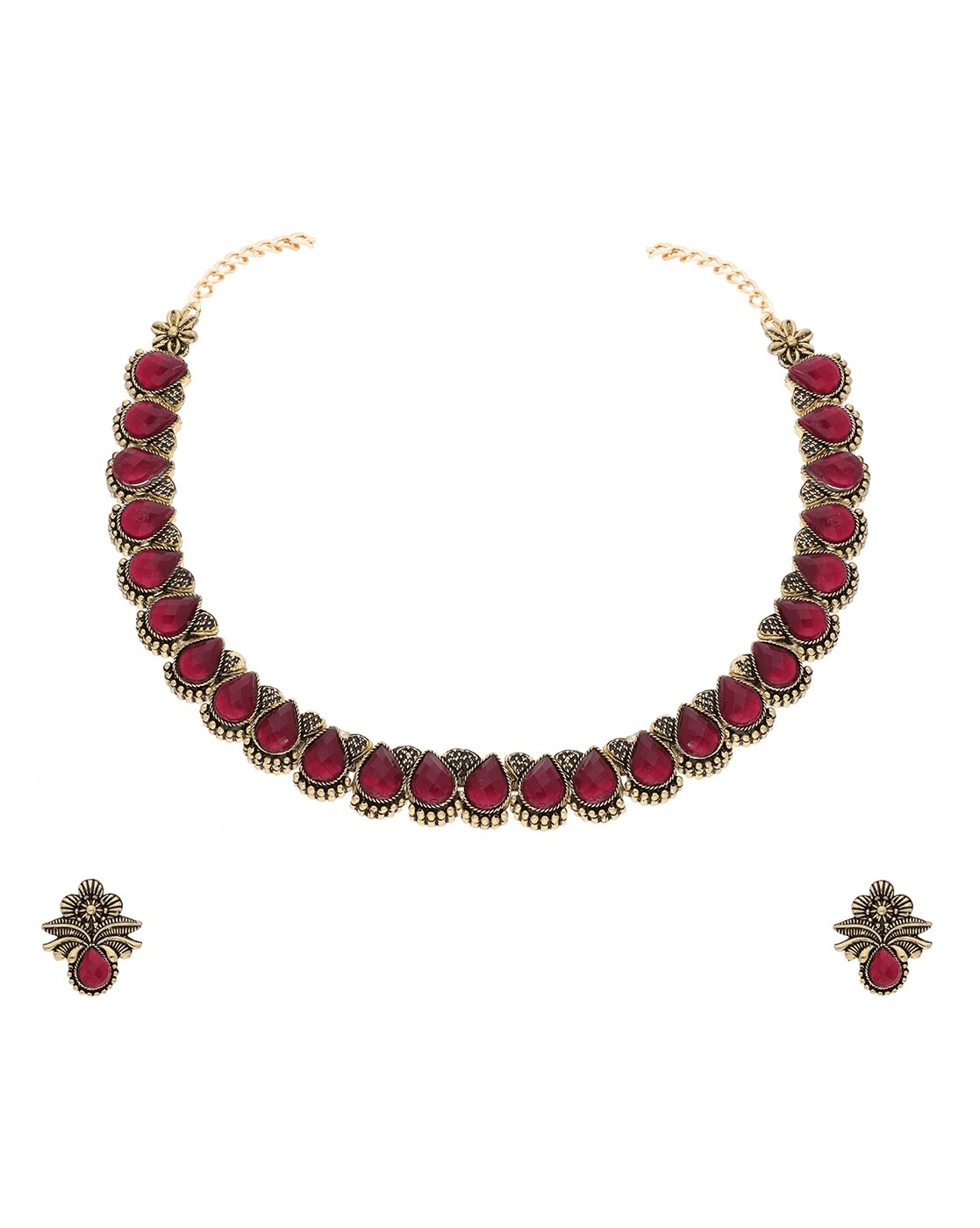 Elegant Stone - Studded Necklace & Earrings Set for Women – Party Wear Jewelry - aromie
