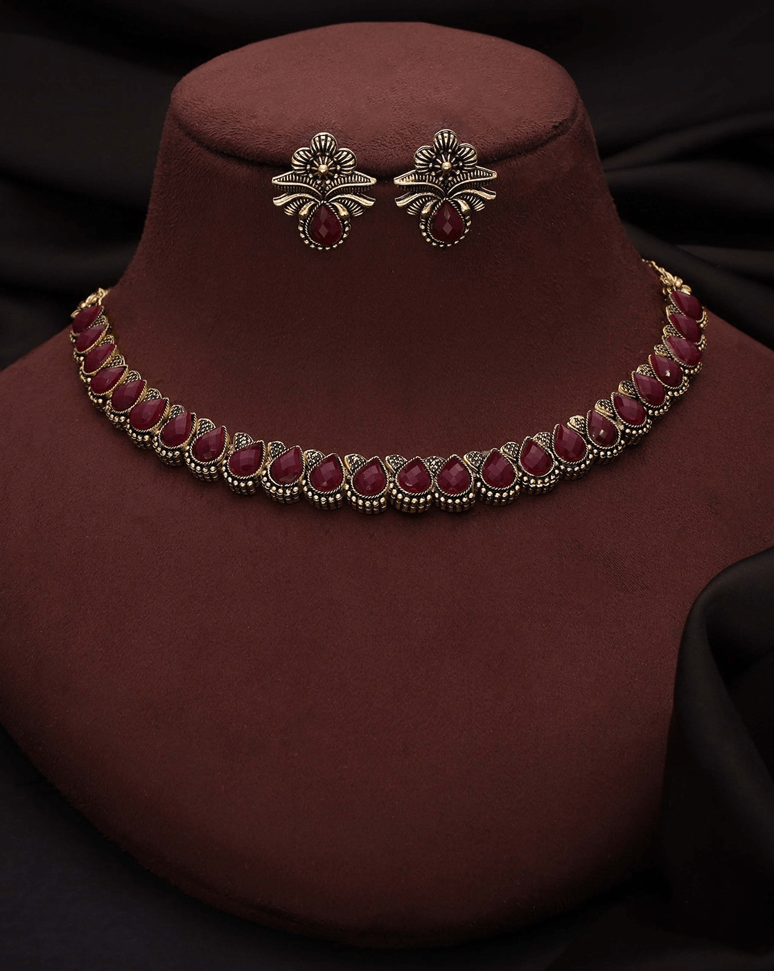Elegant Stone - Studded Necklace & Earrings Set for Women – Party Wear Jewelry - aromie
