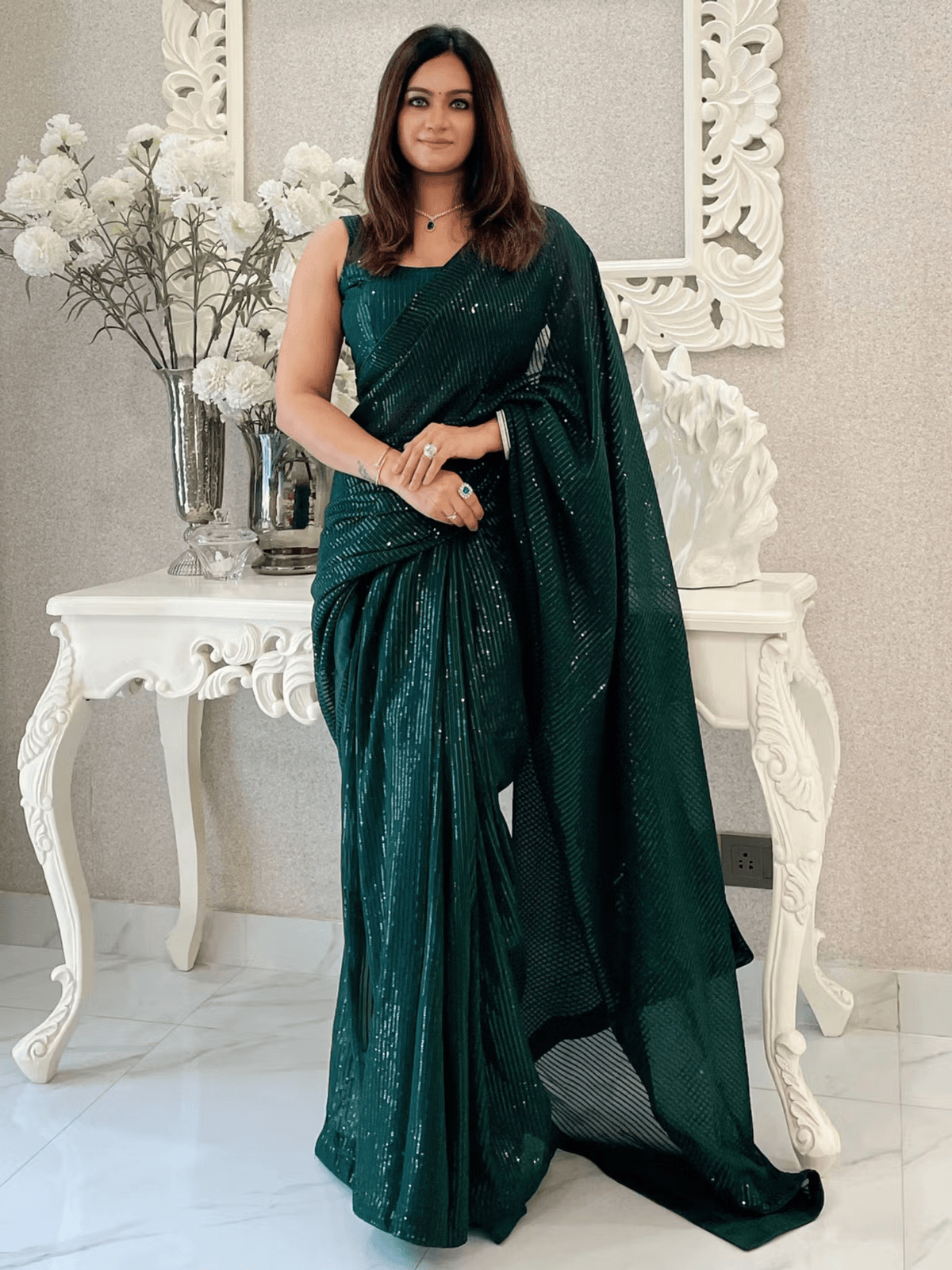 Elegant Wedding Saree with Unstitched Blouse – Responsible Craft & Easy Care - aromie