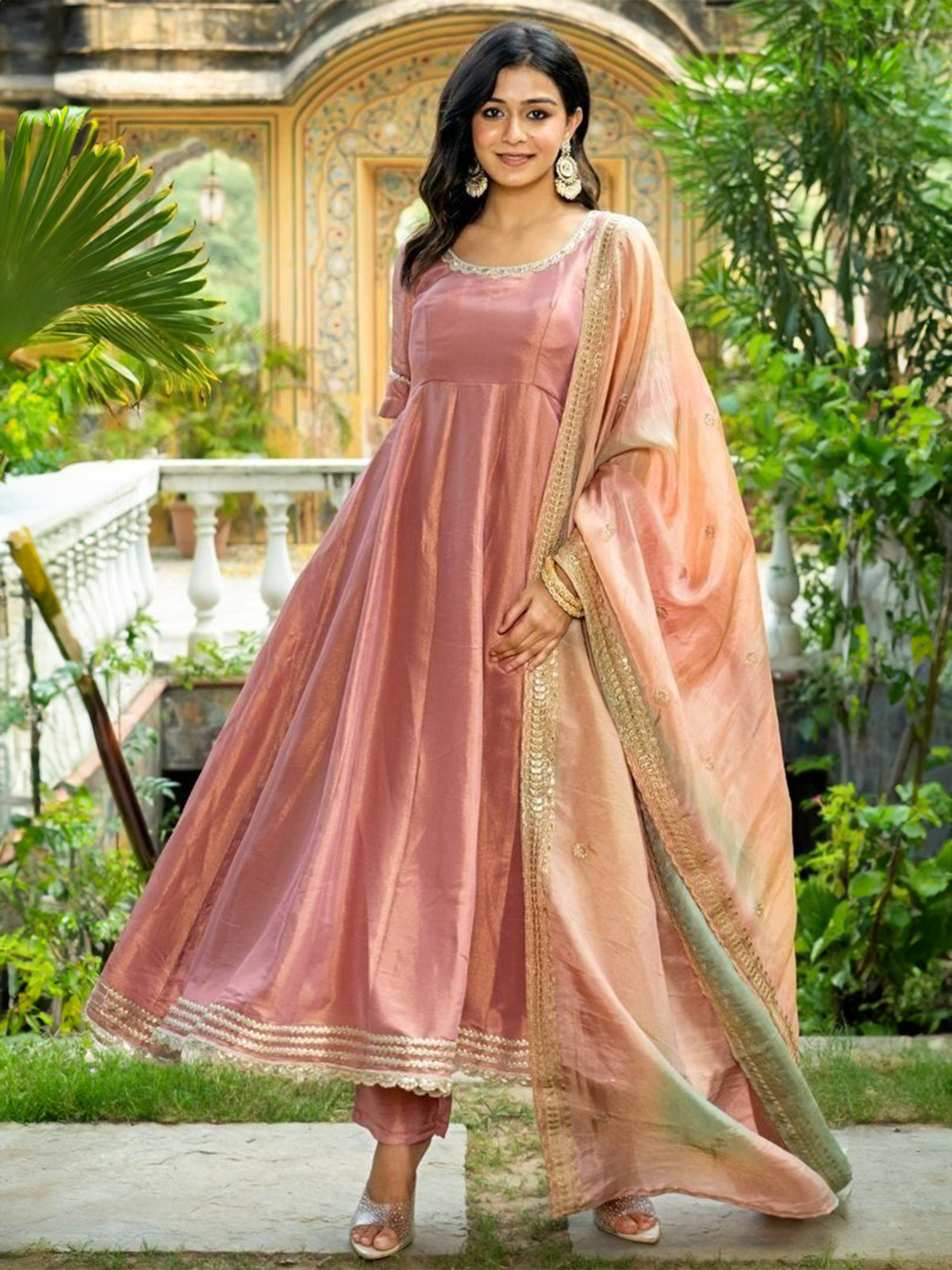Elegant Three Piece Embroidered Anarkali kurta set Canada with matching dupatta and intricate detailing